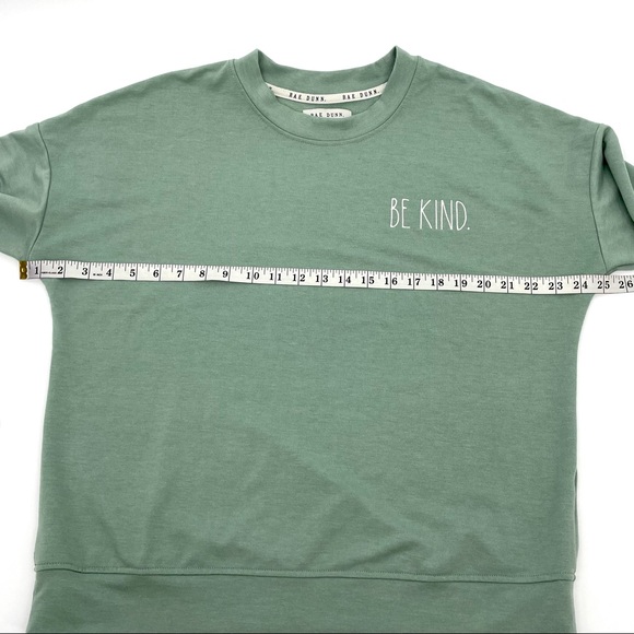 NEW Rae Dunn "BE KIND" terrycloth eucalyptus Classic Crewneck Sweatshirt small - Picture 12 of 16